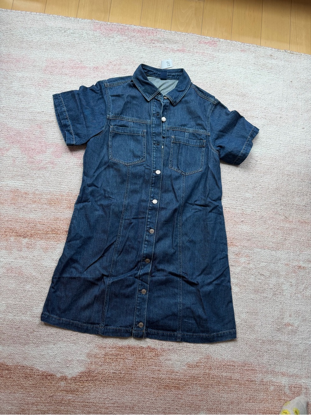 GAP Girls Dark Blue Short-Sleeve Denim Button Dress